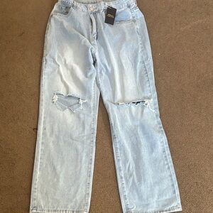 High-Rise Light Blue Distressed Women's Jeans XL 32